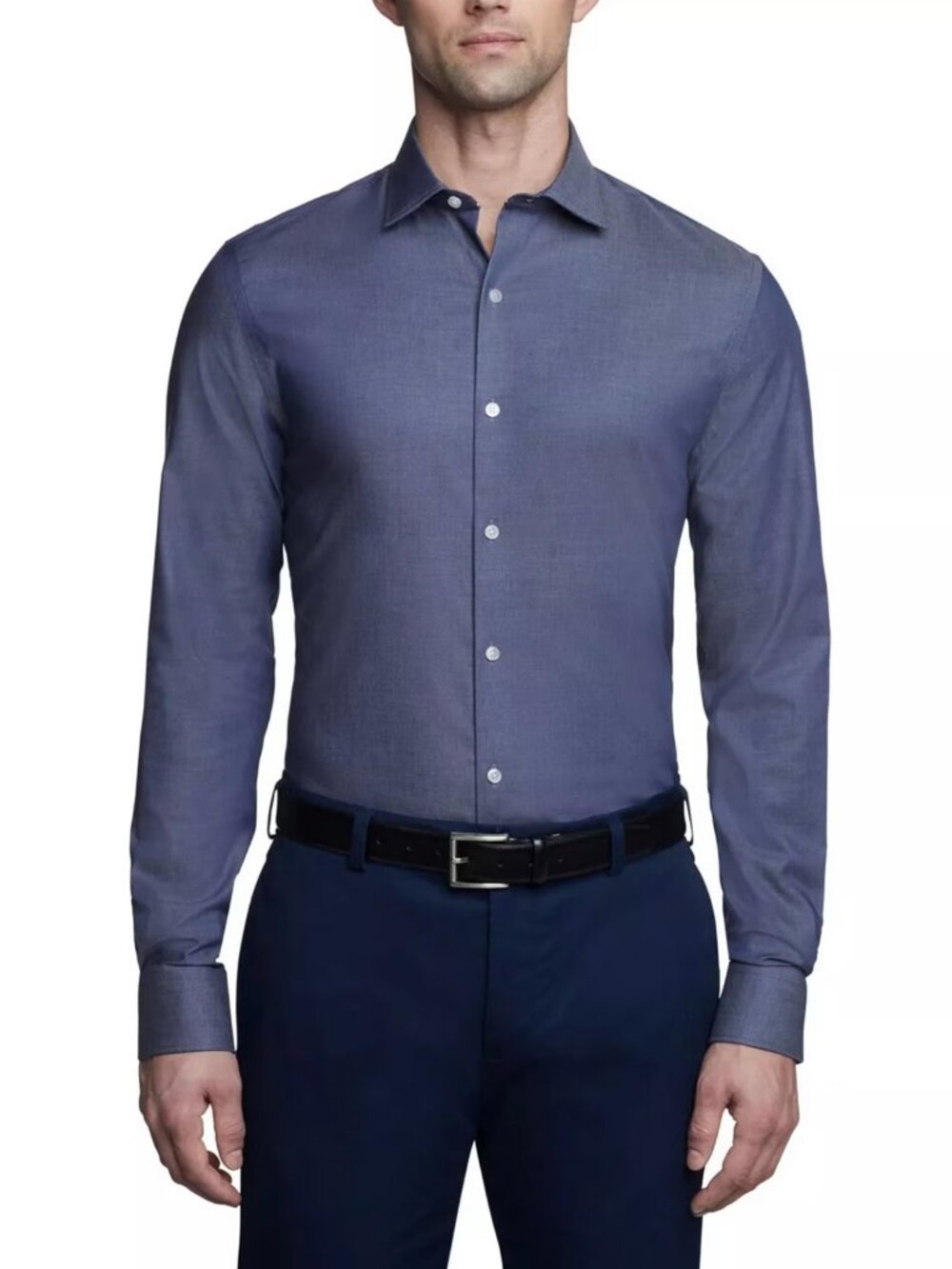 Dockers Men's Dress Shirt Size Large 16-16.5 34/35 Blue Button Wrinkle Free